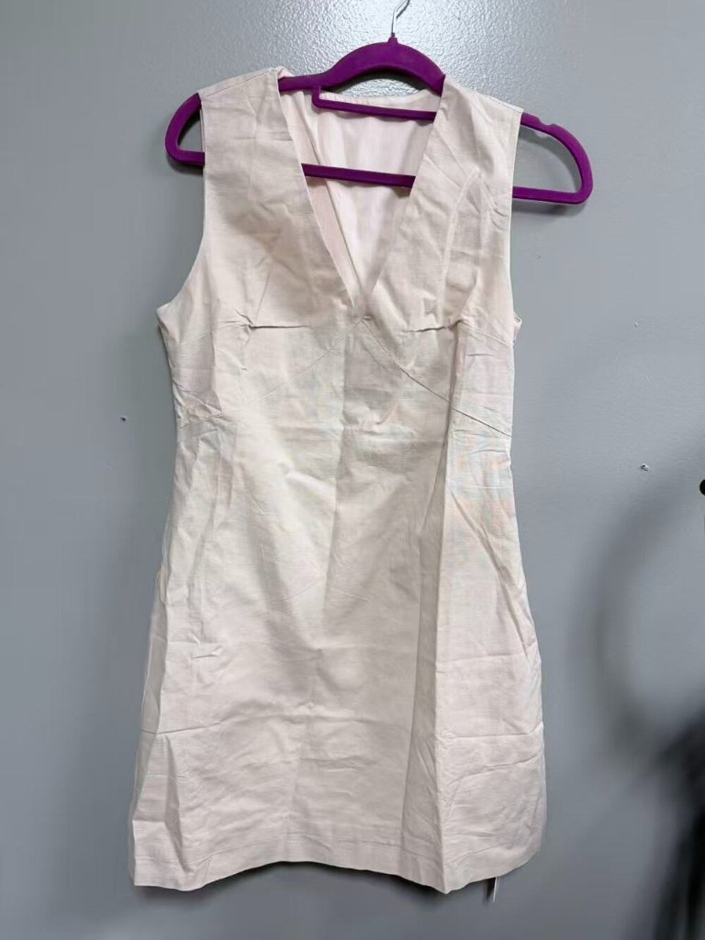 Commense Cotton & Linen V-Neck Short Dress